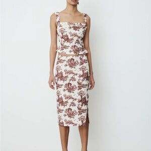 MIAOU IMOGENE CORSET TOP AND MIDI SKIRT SET